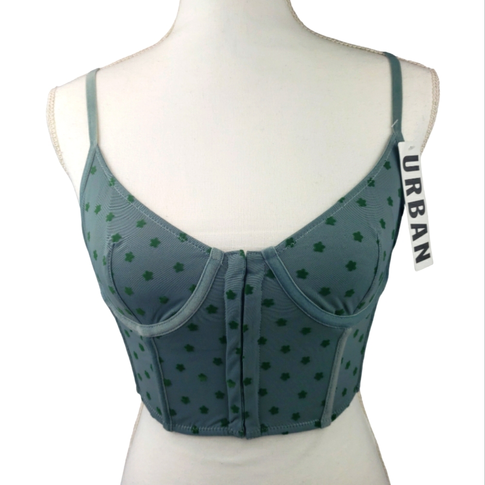 Urban Outfitters NWT Bralette Size Small Dusty Green with Stars Retail $49